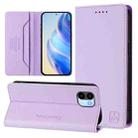 For Redmi A1 4G Global / A2 4G RC01 Dual-Folded Magnetic Suction RFID Leather Phone Case(Light Purple) - 1