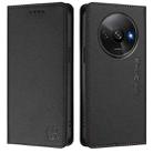 For Redmi A3 / Xiaomi Poco C61 4G Global RC01 Dual-Folded Magnetic Suction RFID Leather Phone Case(Black) - 2