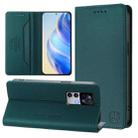 For Redmi K50 Ultra / Xiaomi 12T / 12T Pro RC01 Dual-Folded Magnetic Suction RFID Leather Phone Case(Dark Green) - 1