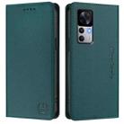 For Redmi K50 Ultra / Xiaomi 12T / 12T Pro RC01 Dual-Folded Magnetic Suction RFID Leather Phone Case(Dark Green) - 2