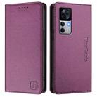 For Redmi K50 Ultra / Xiaomi 12T / 12T Pro RC01 Dual-Folded Magnetic Suction RFID Leather Phone Case(Violet) - 2