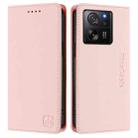 For Redmi K60 Ultra / Xiaomi 13T / 13T Pro RC01 Dual-Folded Magnetic Suction RFID Leather Phone Case(Pink) - 2