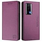 For Redmi K60 / K60 Pro RC01 Dual-Folded Magnetic Suction RFID Leather Phone Case(Violet) - 2