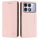 For Redmi K70 Ultra 5G Global RC01 Dual-Folded Magnetic Suction RFID Leather Phone Case(Pink) - 2