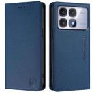 For Redmi K70 Ultra 5G Global RC01 Dual-Folded Magnetic Suction RFID Leather Phone Case(Dark Blue) - 2