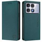 For Redmi K70 Ultra 5G Global RC01 Dual-Folded Magnetic Suction RFID Leather Phone Case(Dark Green) - 2