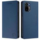 For Redmi Note 10 4G / Note 10S 4G RC01 Dual-Folded Magnetic Suction RFID Leather Phone Case(Dark Blue) - 2