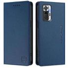 For Redmi Note 10 Pro 4G / Note 10 Pro Max RC01 Dual-Folded Magnetic Suction RFID Leather Phone Case(Dark Blue) - 2