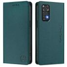 For Redmi Note 11 / 11S / 12S 4G Global RC01 Dual-Folded Magnetic Suction RFID Leather Phone Case(Dark Green) - 2