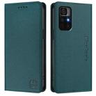 For Redmi Note 11S 5G / Xiaomi Poco M4 Pro 5G RC01 Dual-Folded Magnetic Suction RFID Leather Phone Case(Dark Green) - 2