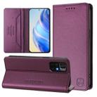 For Redmi Note 11S 5G / Xiaomi Poco M4 Pro 5G RC01 Dual-Folded Magnetic Suction RFID Leather Phone Case(Violet) - 1