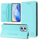 For Redmi Note 11T Pro+ / Note 12T Pro / K50i RC01 Dual-Folded Magnetic Suction RFID Leather Phone Case(Mint Green) - 1