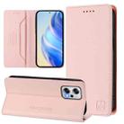 For Redmi Note 11T Pro+ / Note 12T Pro / K50i RC01 Dual-Folded Magnetic Suction RFID Leather Phone Case(Pink) - 1