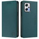 For Redmi Note 11T Pro+ / Note 12T Pro / K50i RC01 Dual-Folded Magnetic Suction RFID Leather Phone Case(Dark Green) - 2