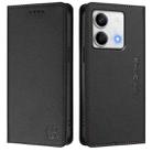 For Redmi Note 13 5G Global RC01 Dual-Folded Magnetic Suction RFID Leather Phone Case(Black) - 2