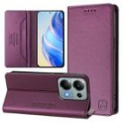 For Redmi Note 13 Pro 4G Global RC01 Dual-Folded Magnetic Suction RFID Leather Phone Case(Violet) - 1