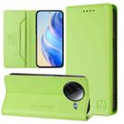 For Redmi K80 / K80 Pro RC01 Dual-Folded Magnetic Suction RFID Leather Phone Case(Grass Green) - 1