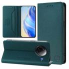 For Redmi K80 / K80 Pro RC01 Dual-Folded Magnetic Suction RFID Leather Phone Case(Dark Green) - 1