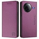 For Redmi K80 / K80 Pro RC01 Dual-Folded Magnetic Suction RFID Leather Phone Case(Violet) - 2