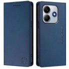 For Redmi Note 14 4G 163.25mm RC01 Dual-Folded Magnetic Suction RFID Leather Phone Case(Dark Blue) - 2