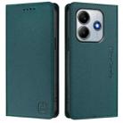 For Redmi Note 14 4G 163.25mm RC01 Dual-Folded Magnetic Suction RFID Leather Phone Case(Dark Green) - 2