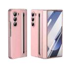 For Samsung Galaxy Z Fold5 Integrated PC + PU Phone Case with Pen / Pen Box(Pink) - 1