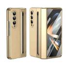 For Samsung Galaxy Z Fold4 Integrated PC + PU Phone Case with Pen / Pen Box(Gold) - 1