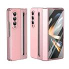 For Samsung Galaxy Z Fold4 Integrated PC + PU Phone Case with Pen / Pen Box(Pink) - 1