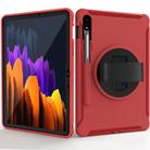 For Samsung Galaxy Tab S8 / Galaxy Tab S7 (2020) T870 360 Degree Rotation PC+TPU Protective Cover with Holder & Hand Strap(Red) - 2