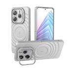 For Redmi Note 14 5G Lens Frame Bracket Corrugated MagSafe Phone Case(Grey) - 1