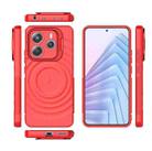 For Redmi Note 14 5G Lens Frame Bracket Corrugated MagSafe Phone Case(Red) - 3