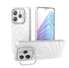 For Redmi Note 14 5G Lens Frame Bracket Corrugated MagSafe Phone Case(White) - 1