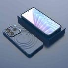 For Redmi Note 14 5G Lens Frame Bracket Corrugated MagSafe Phone Case(Dark Blue) - 2