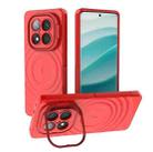 For Redmi Note 14 Pro+ 5G Lens Frame Bracket Corrugated MagSafe Phone Case(Red) - 1