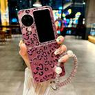For OPPO Find N3 Flip Feather Leopard Pattern Integrated Phone Case with Bracelet(Purple) - 2