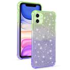 For iPhone 11 Gradient Glitter Powder Shockproof TPU Protective Case(Green Purple) - 1