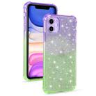 For iPhone 11 Pro Gradient Glitter Powder Shockproof TPU Protective Case(Purple Green) - 1