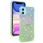 For iPhone 11 Pro Gradient Glitter Powder Shockproof TPU Protective Case(Blue Green) - 1