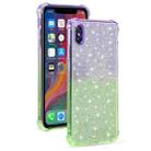 For iPhone X / XS Gradient Glitter Powder Shockproof TPU Protective Case(Purple Green) - 1