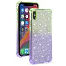 For iPhone X / XS Gradient Glitter Powder Shockproof TPU Protective Case(Green Purple) - 1