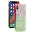 For iPhone XR Gradient Glitter Powder Shockproof TPU Protective Case(Orange Green) - 1