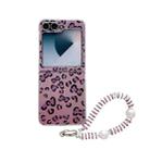 For Samsung Galaxy Z Flip6 5G Feather Leopard Pattern Integrated Phone Case with Bracelet(Purple) - 1