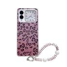 For Huawei nova Flip Feather Leopard Pattern Integrated Phone Case with Bracelet(Purple) - 1