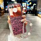 For Motorola Razr 50 Feather Leopard Pattern Integrated Phone Case with Bracelet(Purple) - 2