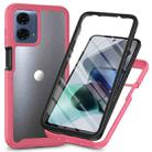 For Motorola Moto G55 Starry Sky Solid Color Series PC + TPU Phone Case with PET Film(Pink) - 1