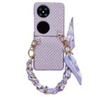 For Huawei Pocket 2 Sparkling Diamond Rhombus PC Phone Case with Silk Scarf Bracelet(Purple) - 1