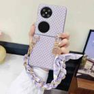 For Huawei Pocket 2 Sparkling Diamond Rhombus PC Phone Case with Silk Scarf Bracelet(Purple) - 2