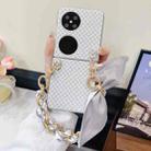 For Huawei Pocket 2 Sparkling Diamond Rhombus PC Phone Case with Silk Scarf Bracelet(Silver) - 2