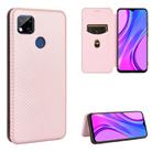 For Xiaomi Redmi 9C Carbon Fiber Texture Horizontal Flip TPU + PC + PU Leather Case with Card Slot(Pink) - 1