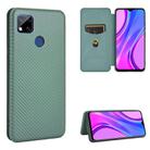 For Xiaomi Redmi 9C Carbon Fiber Texture Horizontal Flip TPU + PC + PU Leather Case with Card Slot(Green) - 1